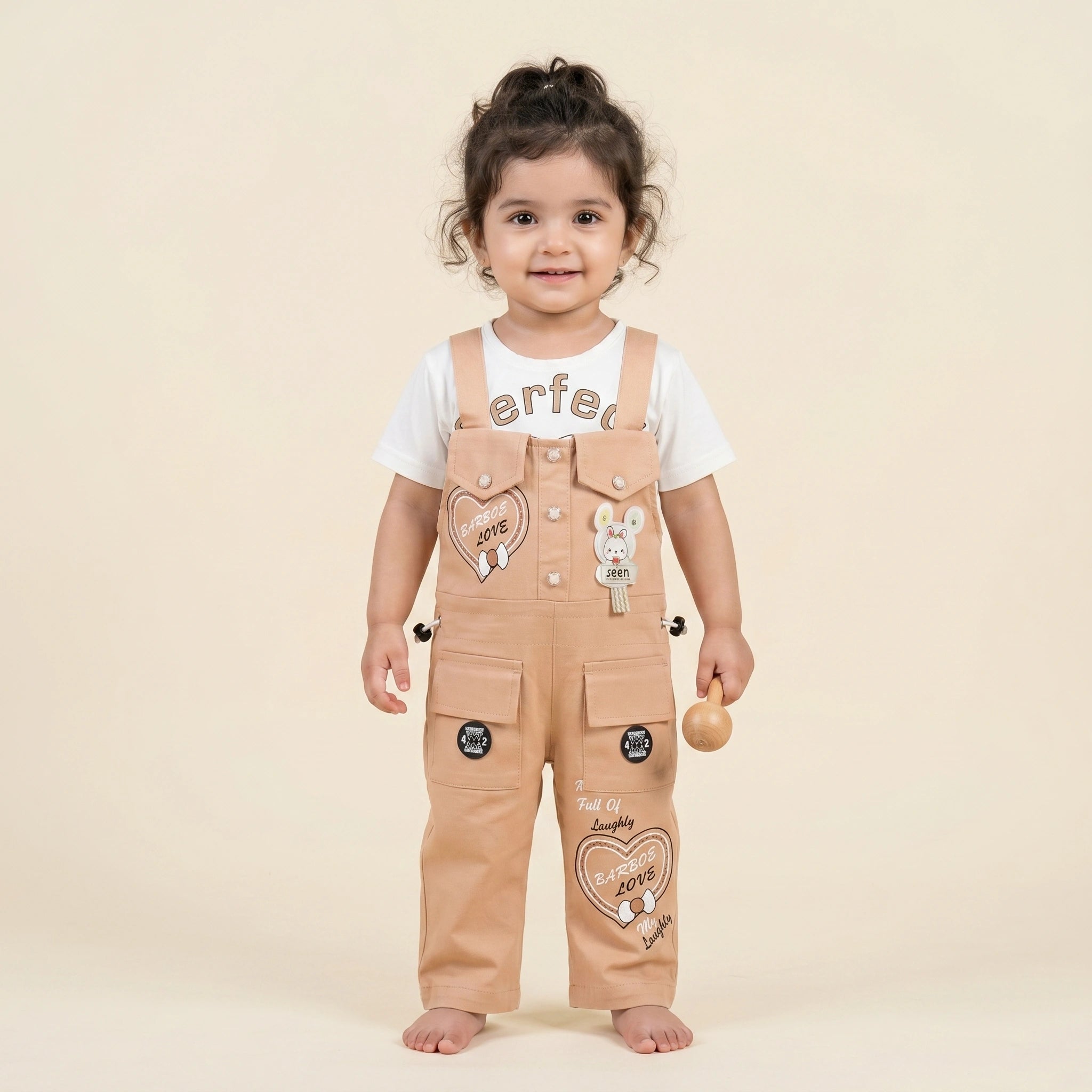Girls' Love Dungaree & Tee Set