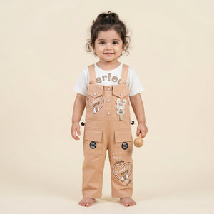 Girls' Love Dungaree & Tee Set