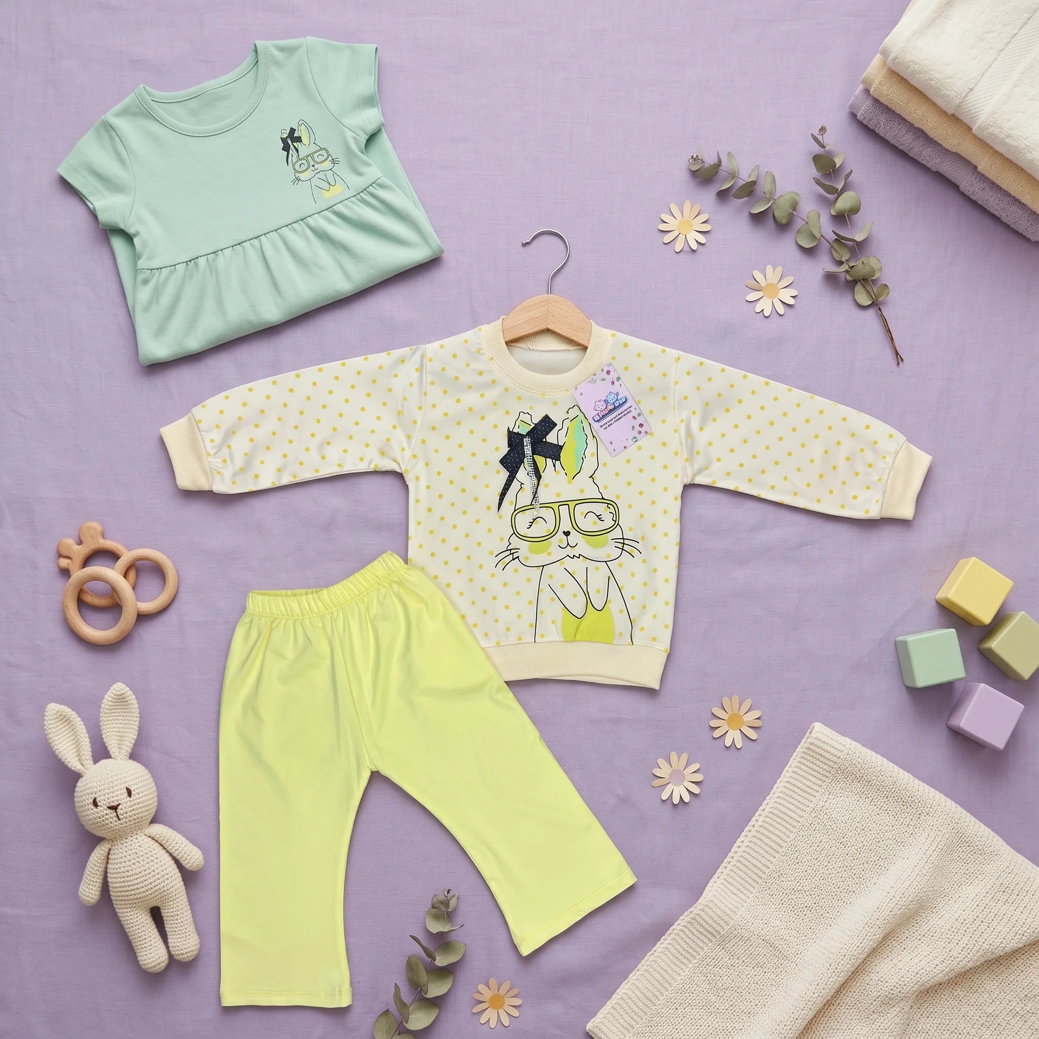 Girls' Bunny Sweatshirt & Jogger Set
