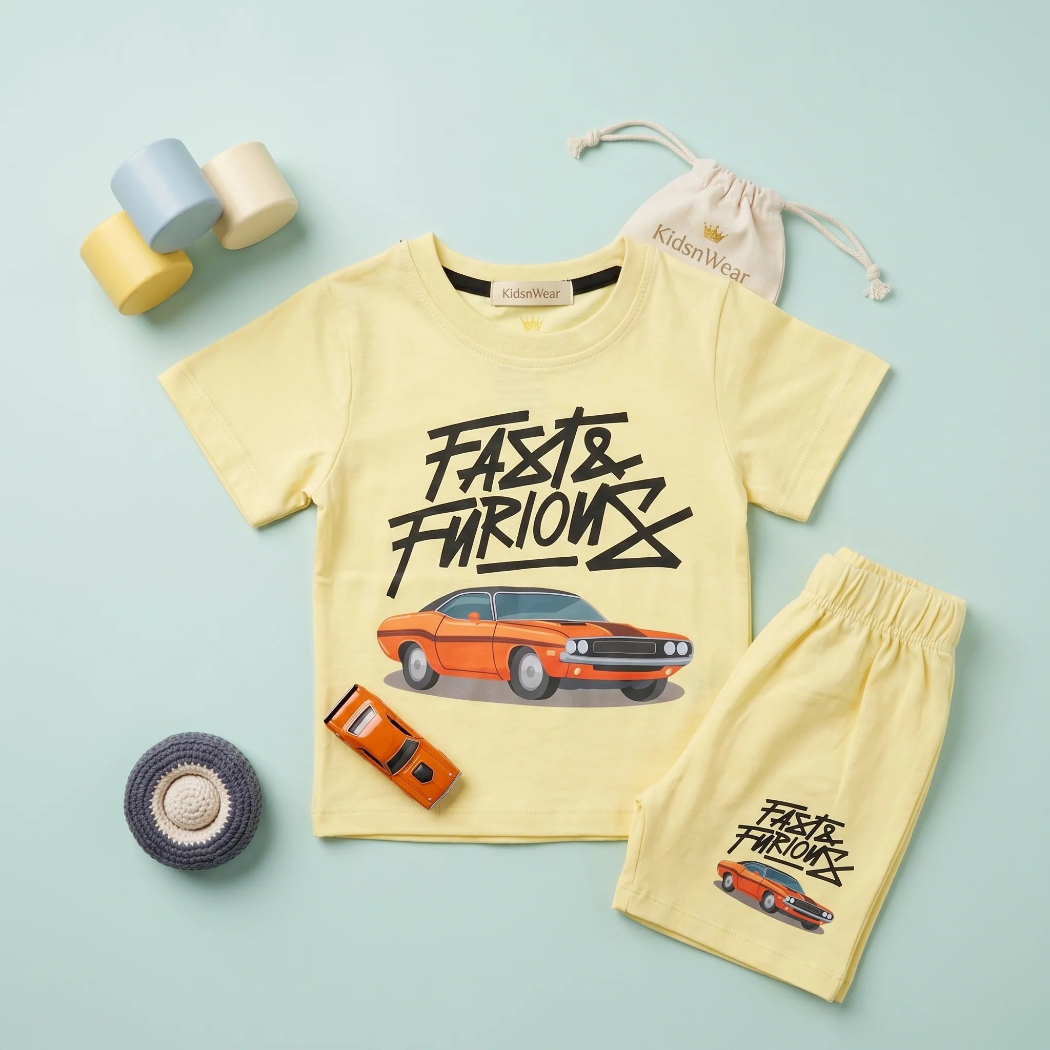 Boys' Muscle Car Cotton Outfit Set