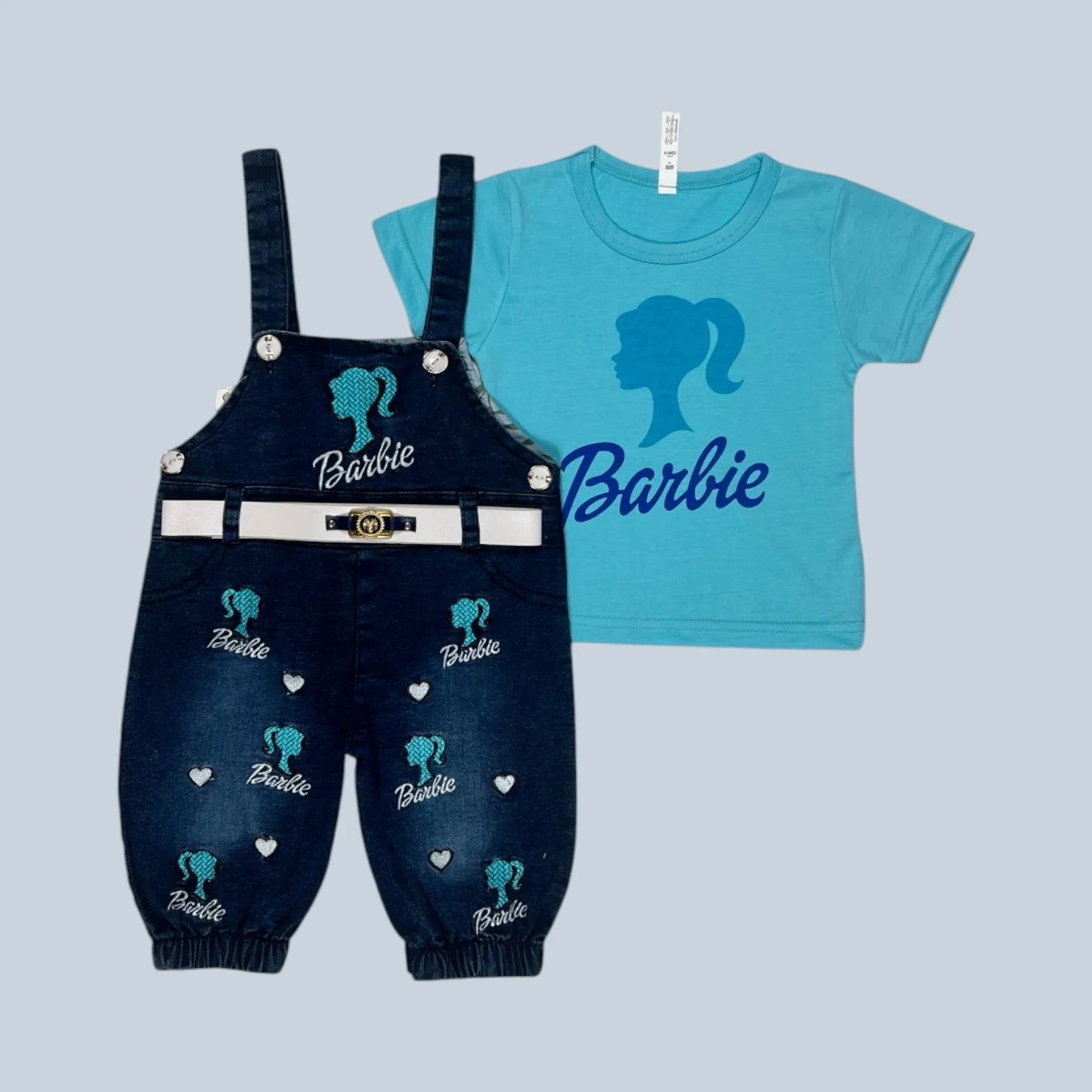 Girls' Denim Dungaree & T-Shirt Set