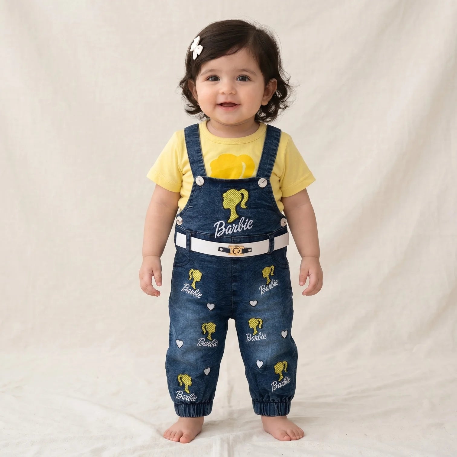 Girls' Denim Dungaree & T-Shirt Set