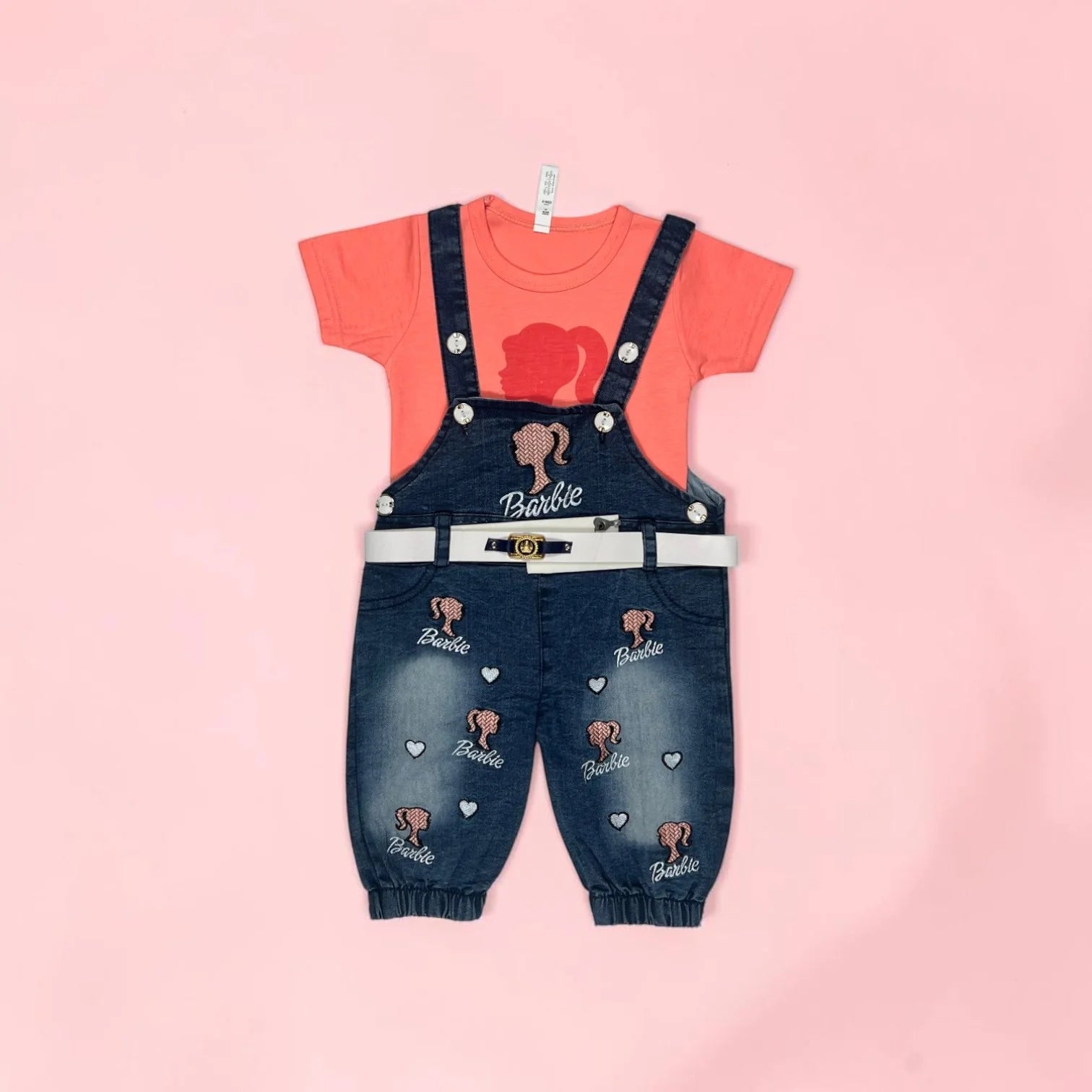 Girls' Denim Dungaree & T-Shirt Set