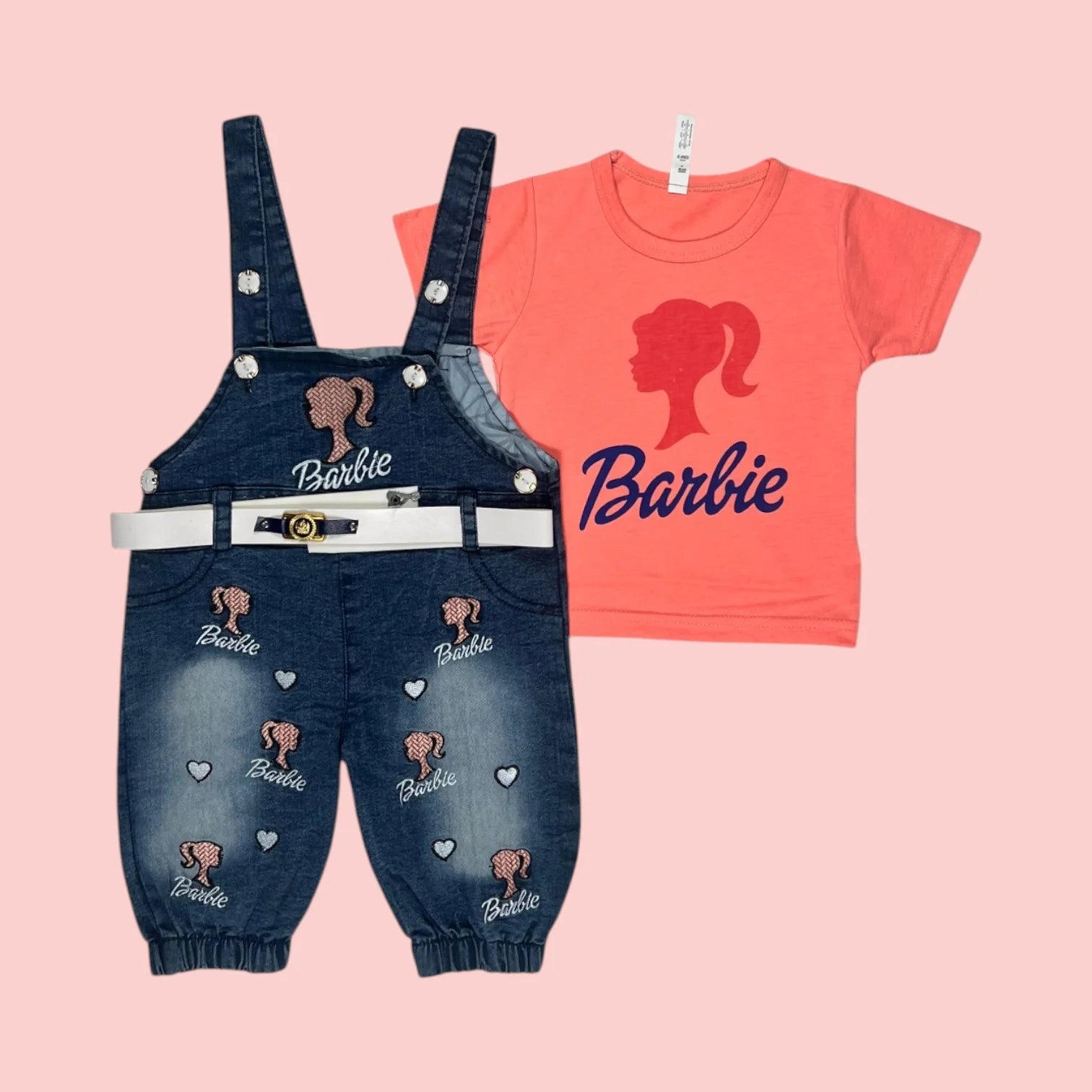 Girls' Denim Dungaree & T-Shirt Set