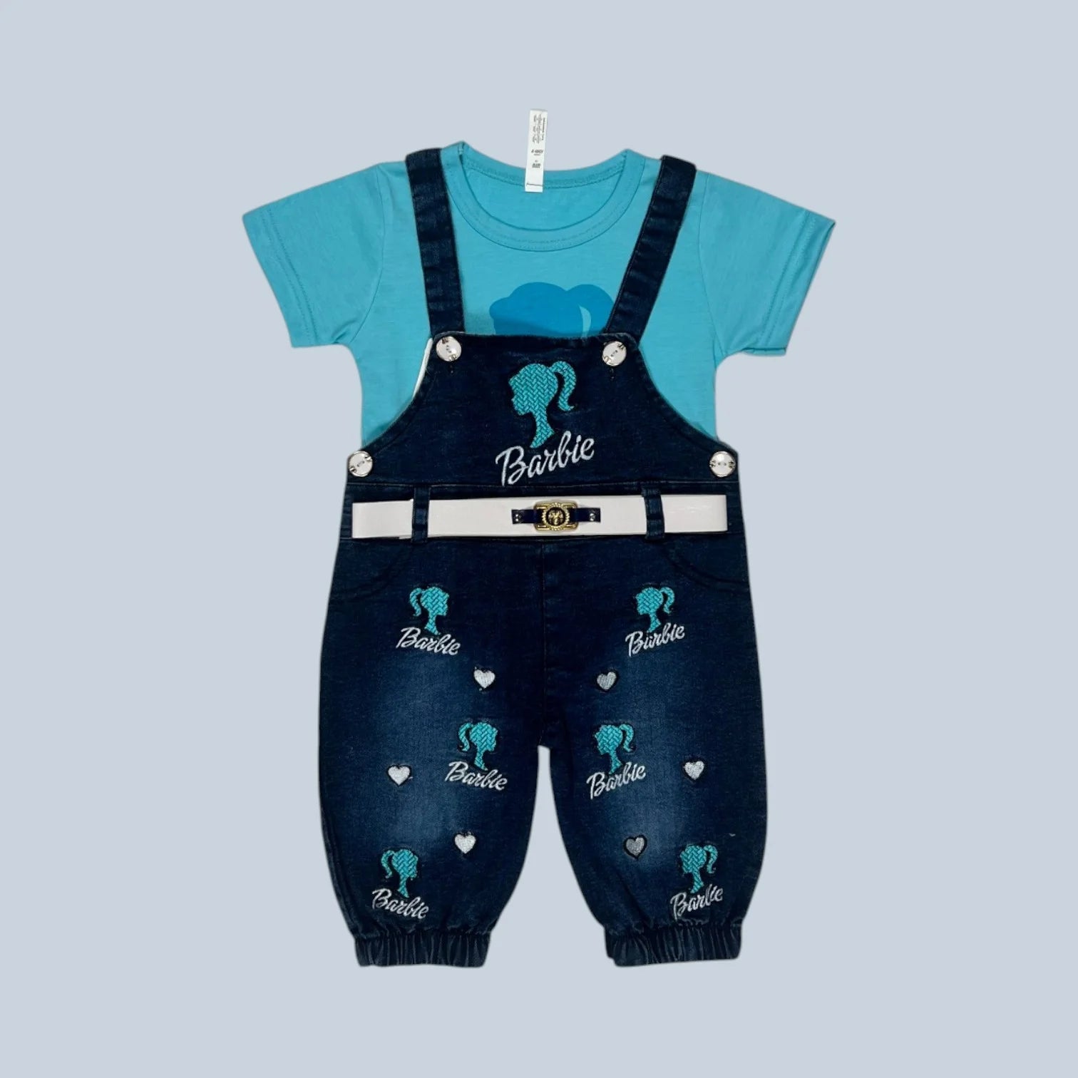 Girls' Denim Dungaree & T-Shirt Set