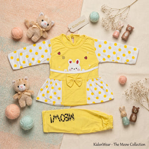 KidsnWear Meow Collection Baby Girl Frock & Pajama Set