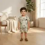 Boys Casual Textured Summer Co-Ord Set - Green