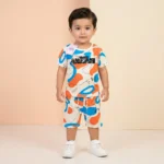 Boys' Abstract Fluid Shape Premium Tee and Shorts Set - Orange