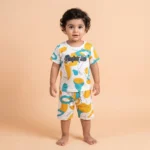 Boys' Abstract Fluid Shape Premium Tee and Shorts Set - Yellow