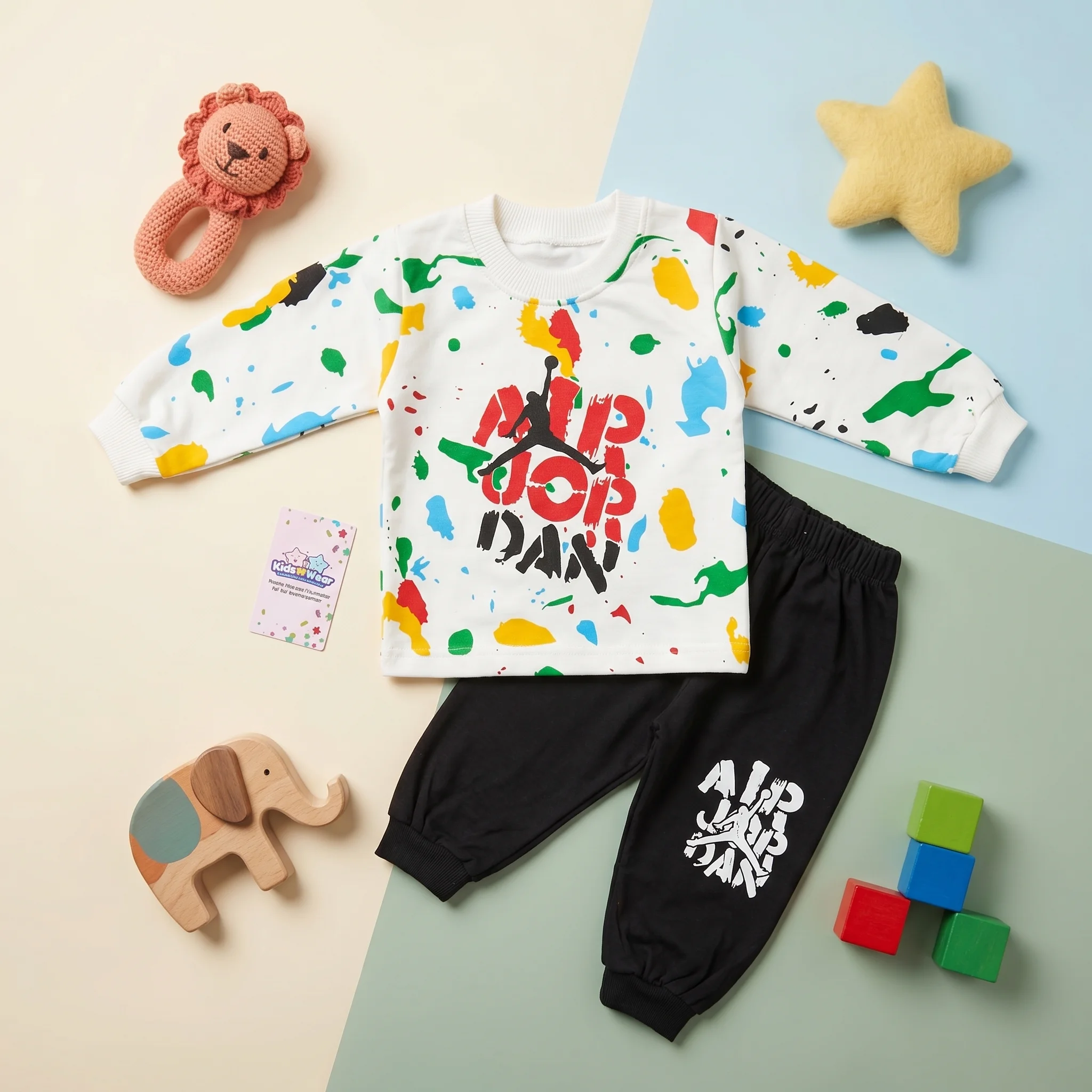 Boys' Paint Splatter Graphic Sweatshirt and Jogger Set - Image 2
