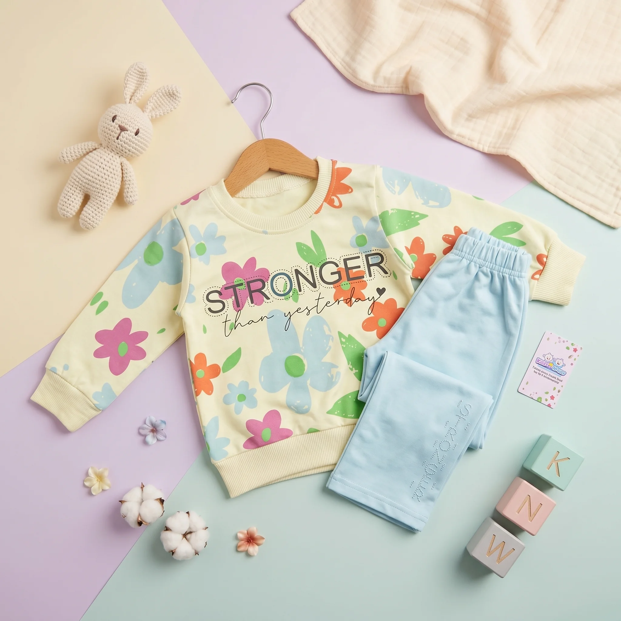 Girls' Floral Stronger Than Yesterday Sweatshirt and Joggers Set - Image 4