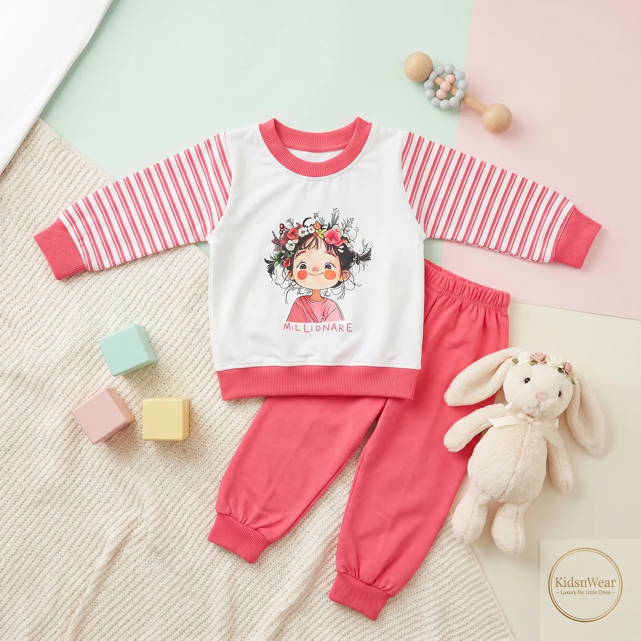 Girls' Millionaire Character Print Sweatshirt and Jogger Set - Image 4