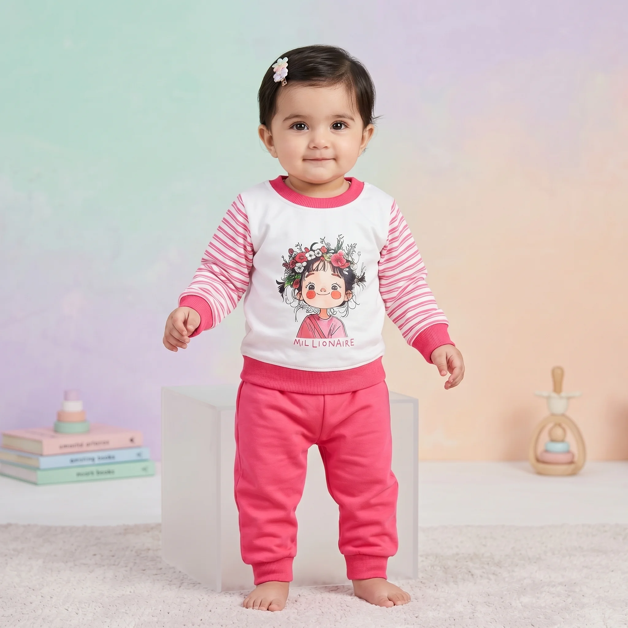 Girls' Millionaire Character Print Sweatshirt and Jogger Set - Image 3