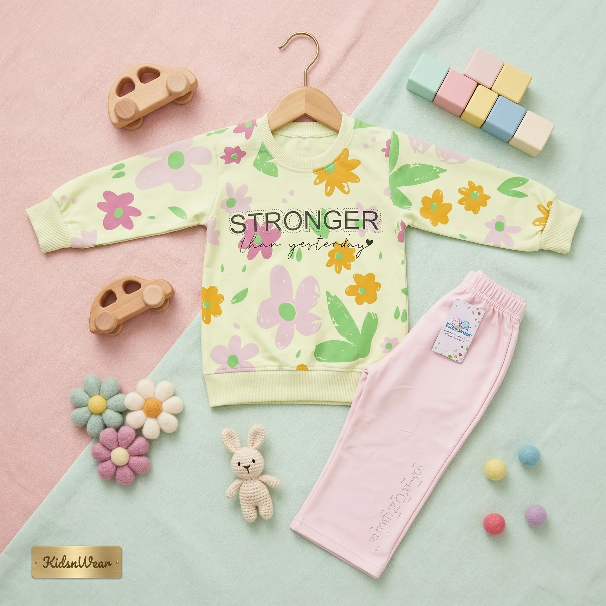 Girls' Floral Stronger Than Yesterday Sweatshirt and Joggers Set - Image 6