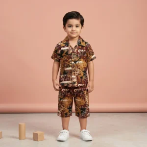 Boys' Abstract Geometric Print Premium Shirt and Shorts Set