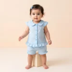 Girls' Polka Dot Peter Pan Collar Top and Bloomers Set - Blue