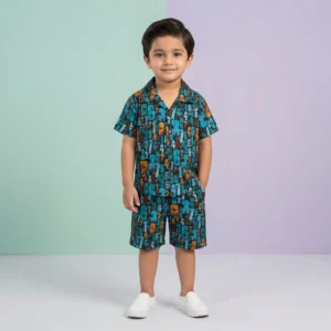 Boys' Educational Number Print Premium Shirt and Shorts Set