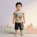 Boys' Better Typography Premium Textured Tee and Shorts Set - Brown