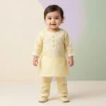Girls' Embroidered Kurta and Trouser Two-Piece Set - Yellow