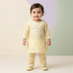 Girls' Embroidered Kurta and Trouser Two-Piece Set