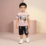 Boys' Better Typography Premium Textured Tee and Shorts Set - Pink