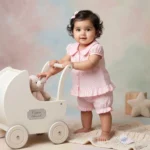 Girls' Polka Dot Peter Pan Collar Top and Bloomers Set - Pink
