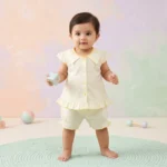 Girls' Polka Dot Peter Pan Collar Top and Bloomers Set - Yellow