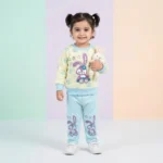 Girls' Cute Bunny Character Sweatshirt and Joggers Set - Blue