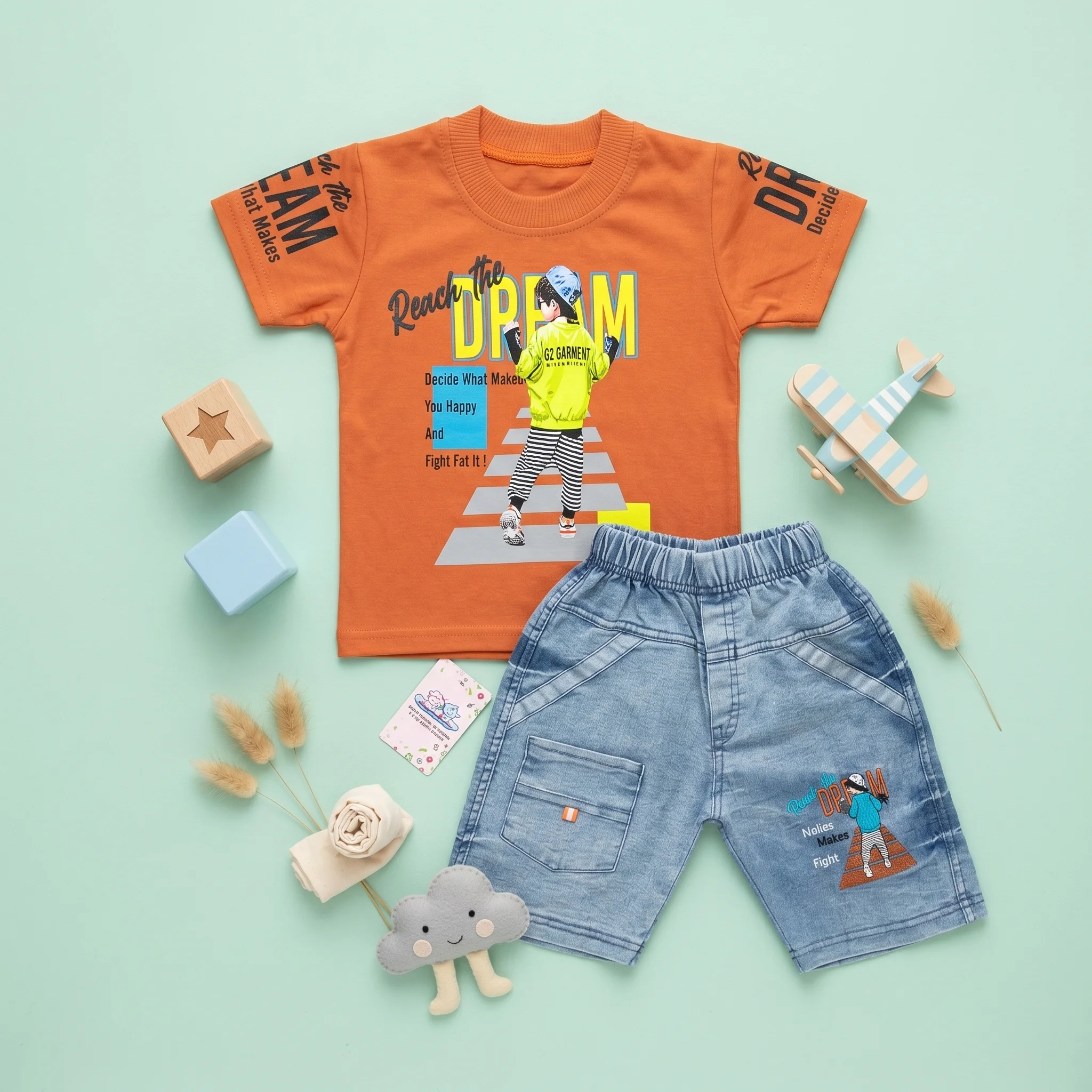 Boys' Reach The Dream Tee and Denim Shorts Set - Image 6