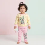 Girls' Cute Bunny Character Sweatshirt and Joggers Set - Pink
