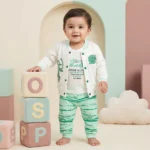 Boys' Three-Piece Varsity Jacket, Tee, and Jogger Set - Green