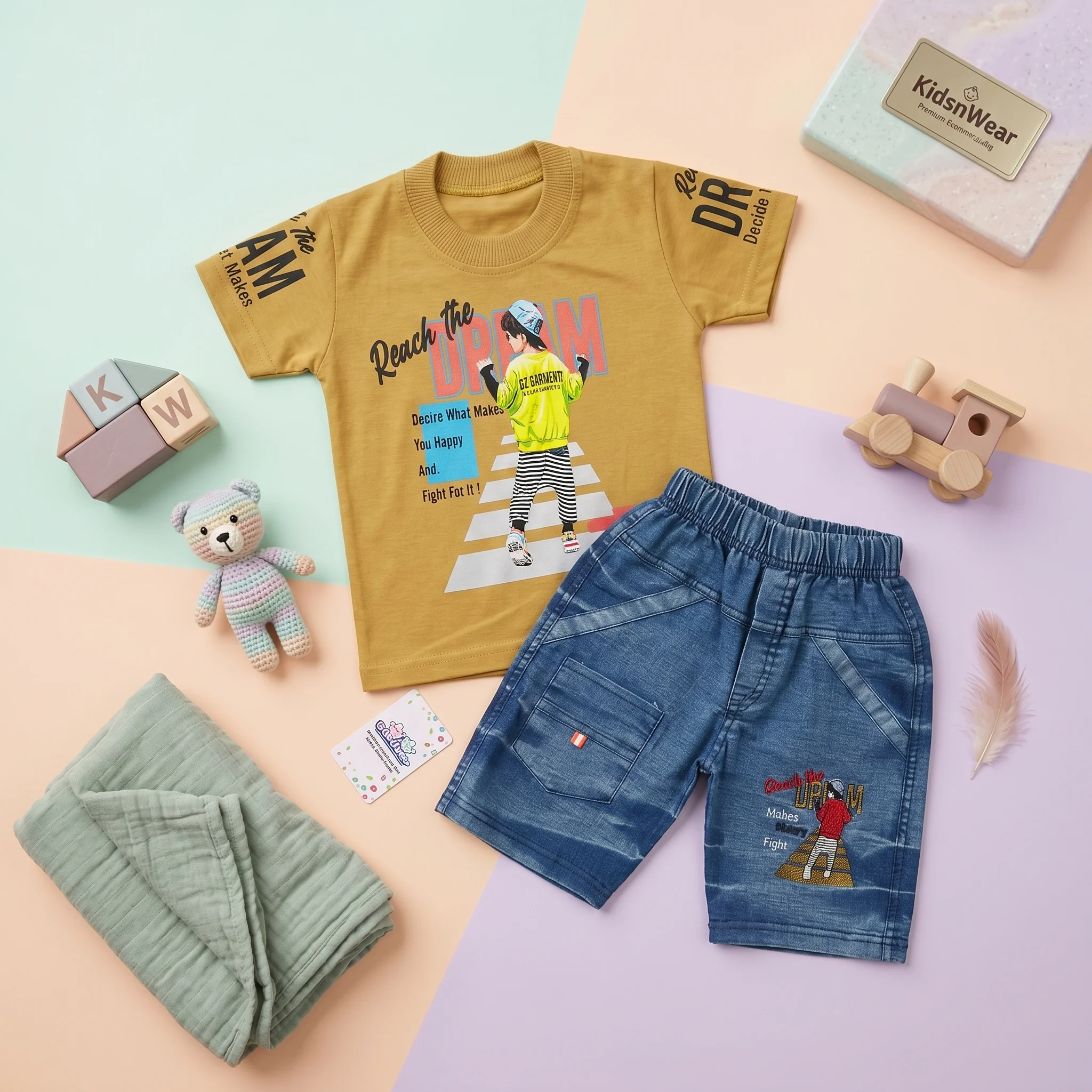 Boys' Reach The Dream Tee and Denim Shorts Set - Image 4