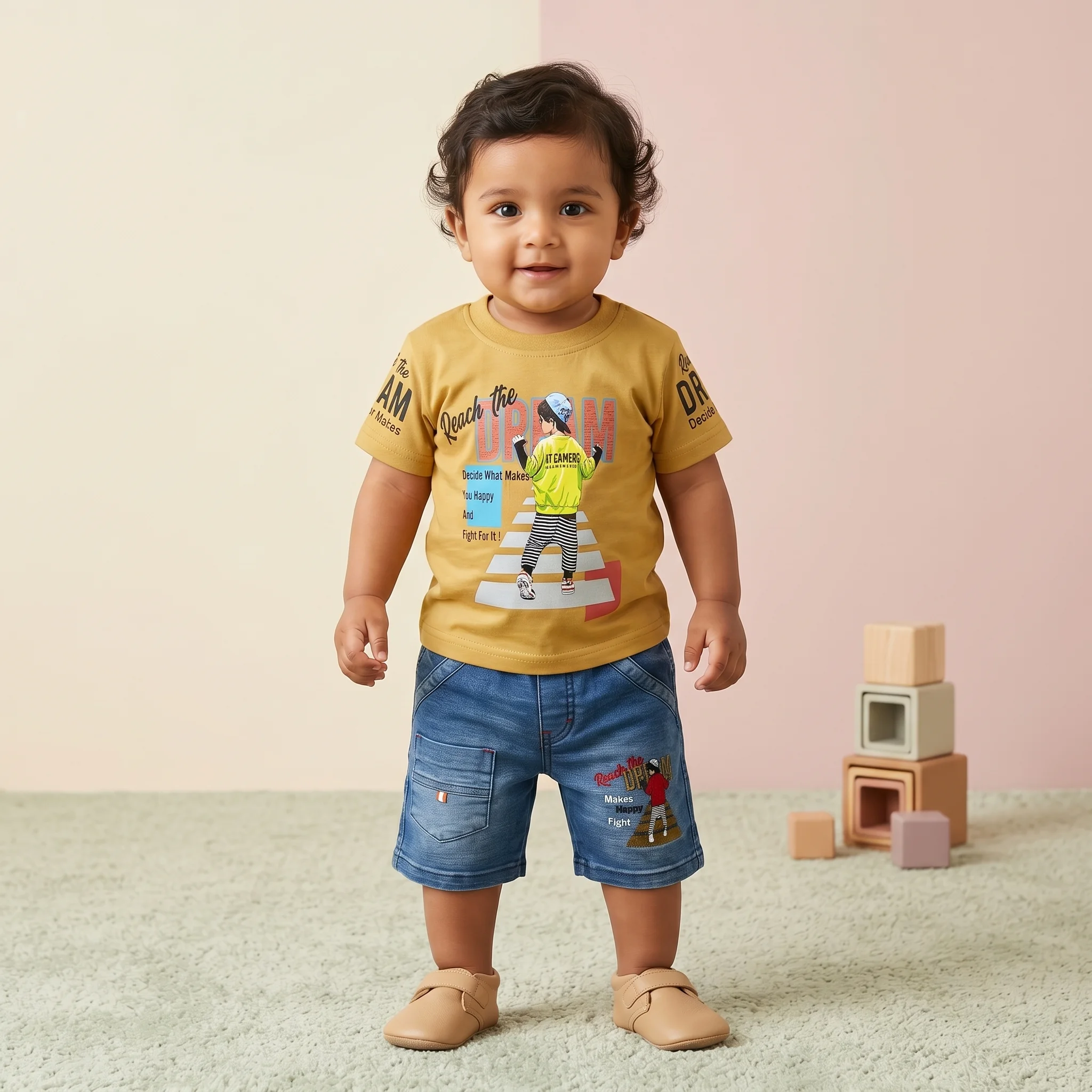 Boys' Reach The Dream Tee and Denim Shorts Set - Image 3