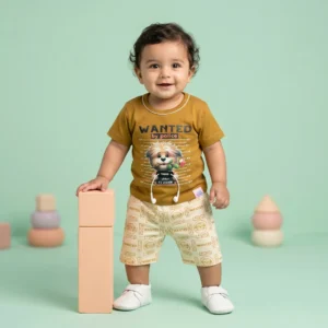 Boys' Wanted Dog Graphic Tee and Printed Shorts Set