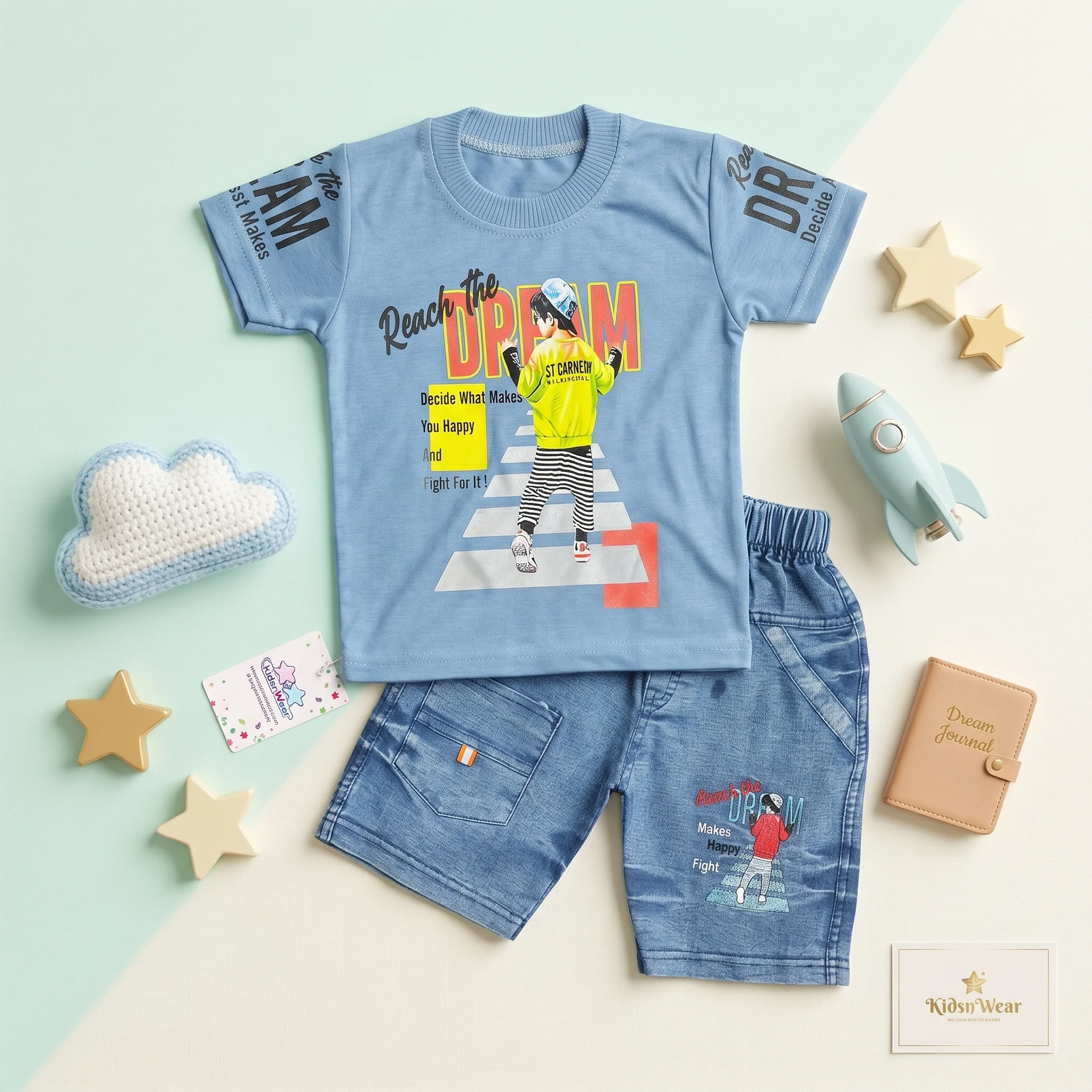 Boys' Reach The Dream Tee and Denim Shorts Set - Image 2