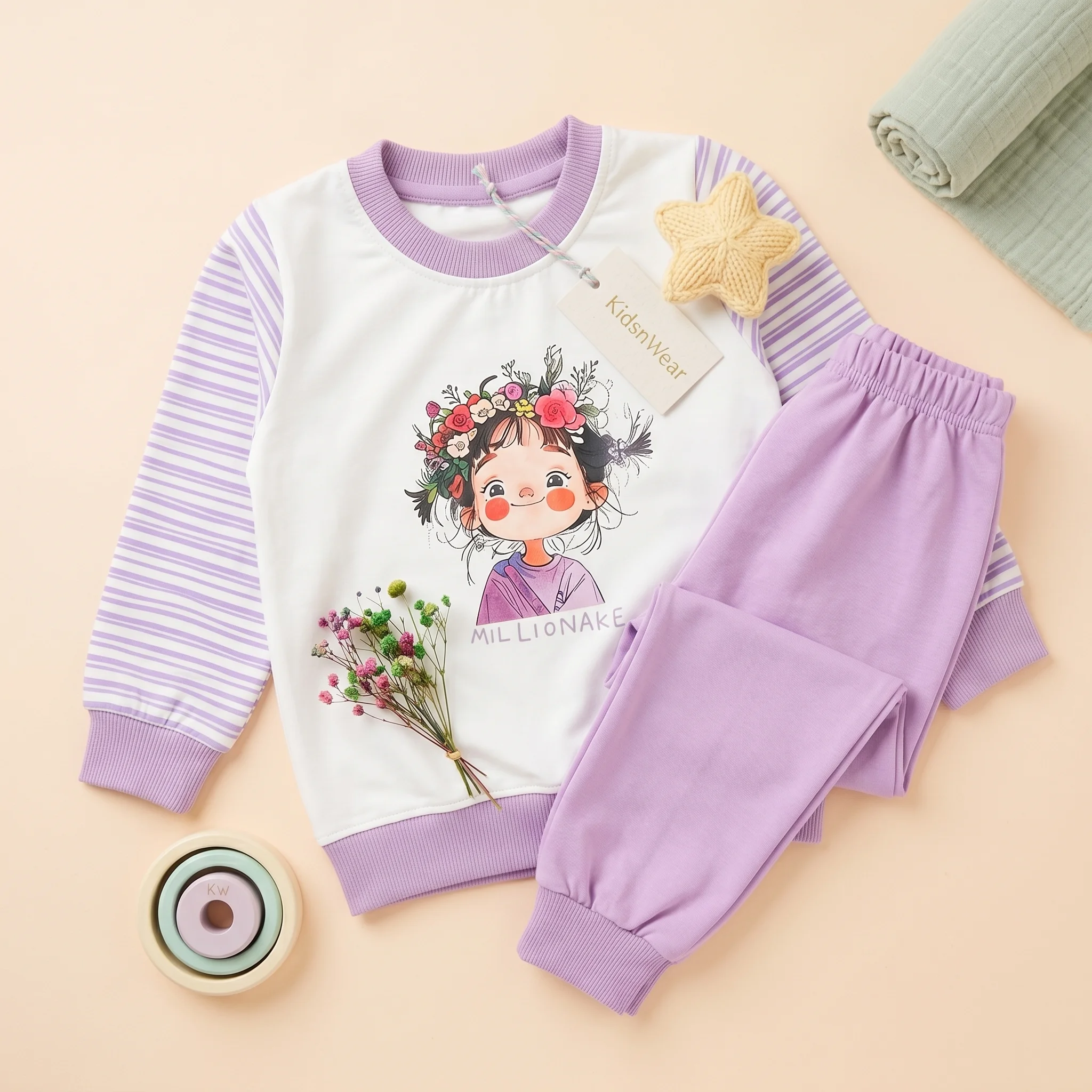 Girls' Millionaire Character Print Sweatshirt and Jogger Set - Image 2
