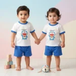 KidsnWear Unisex Premium Imported Hello Kitty Character Tee and Shorts Set - Blue