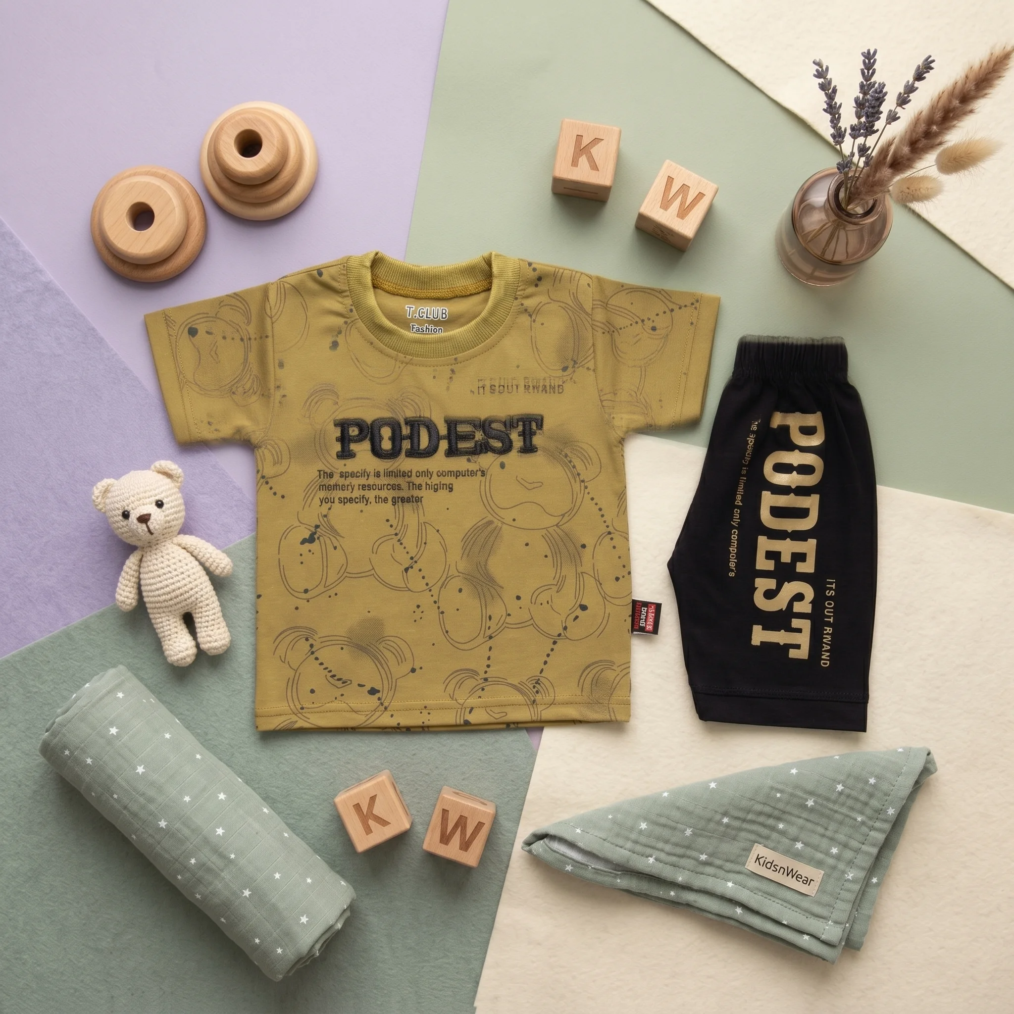 KidsnWear Boys’ Lightweight Interlock Cotton "PODEST" Graphic Tee and Shorts Set - Image 4