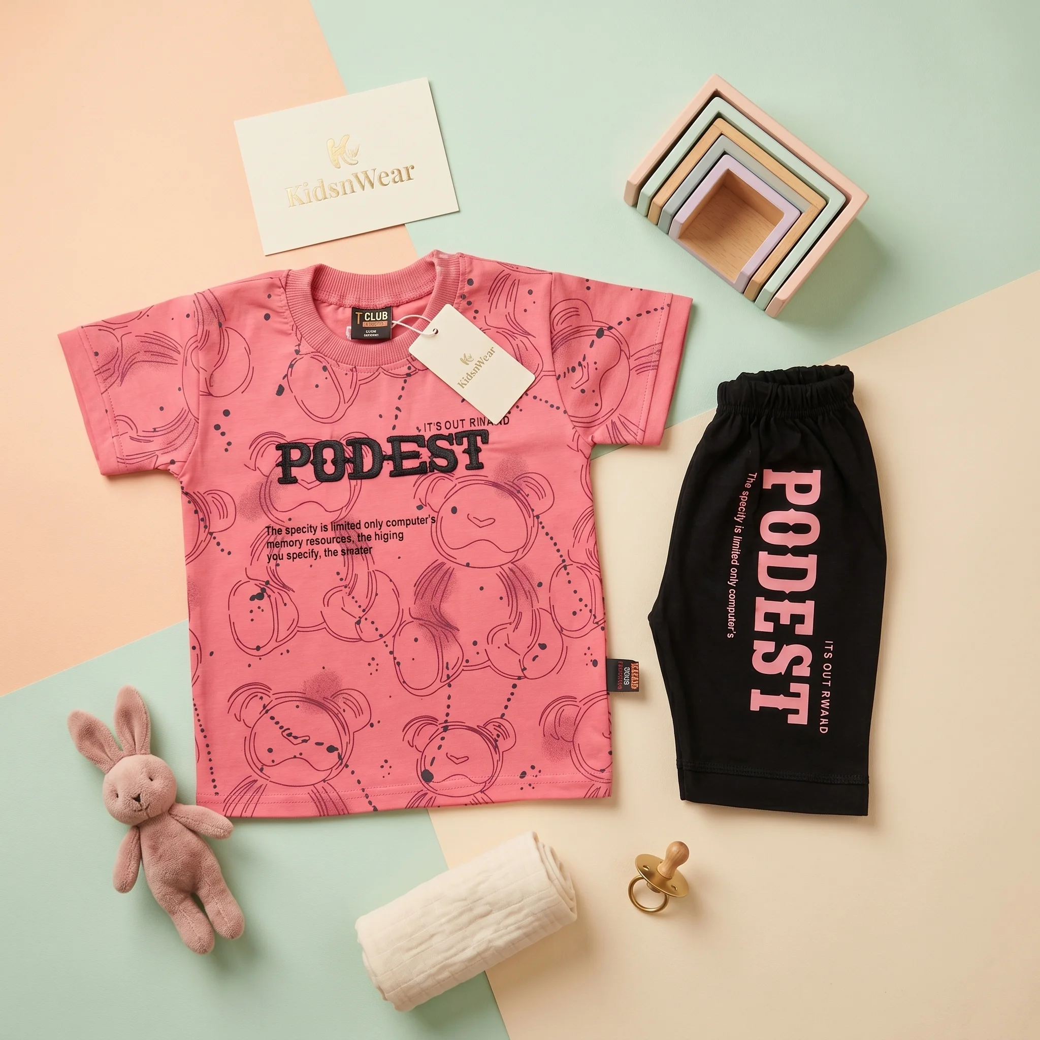 KidsnWear Boys’ Lightweight Interlock Cotton "PODEST" Graphic Tee and Shorts Set - Image 6
