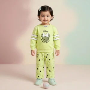 Minnie Mouse Summer Baby Girl Cotton Co-Ord Set with Printed Pants – Premium Outfit
