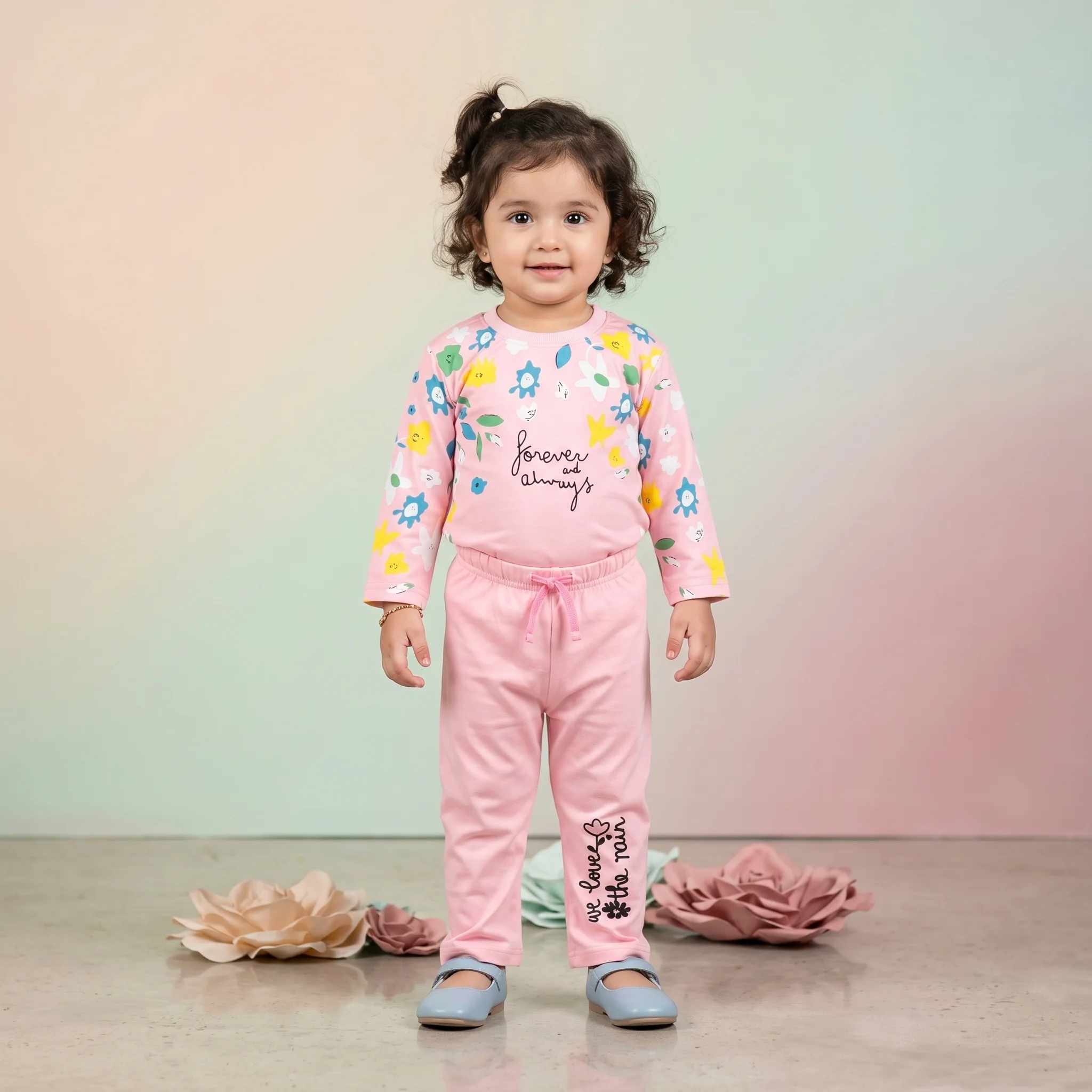 Baby Girls' Floral Print "Forever and Always" Jogger Set – Two-Piece Casual Summer Outfit - Image 3