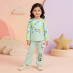 Baby Girls' Floral Print "Forever and Always" Jogger Set – Two-Piece Casual Summer Outfit - Sea Green