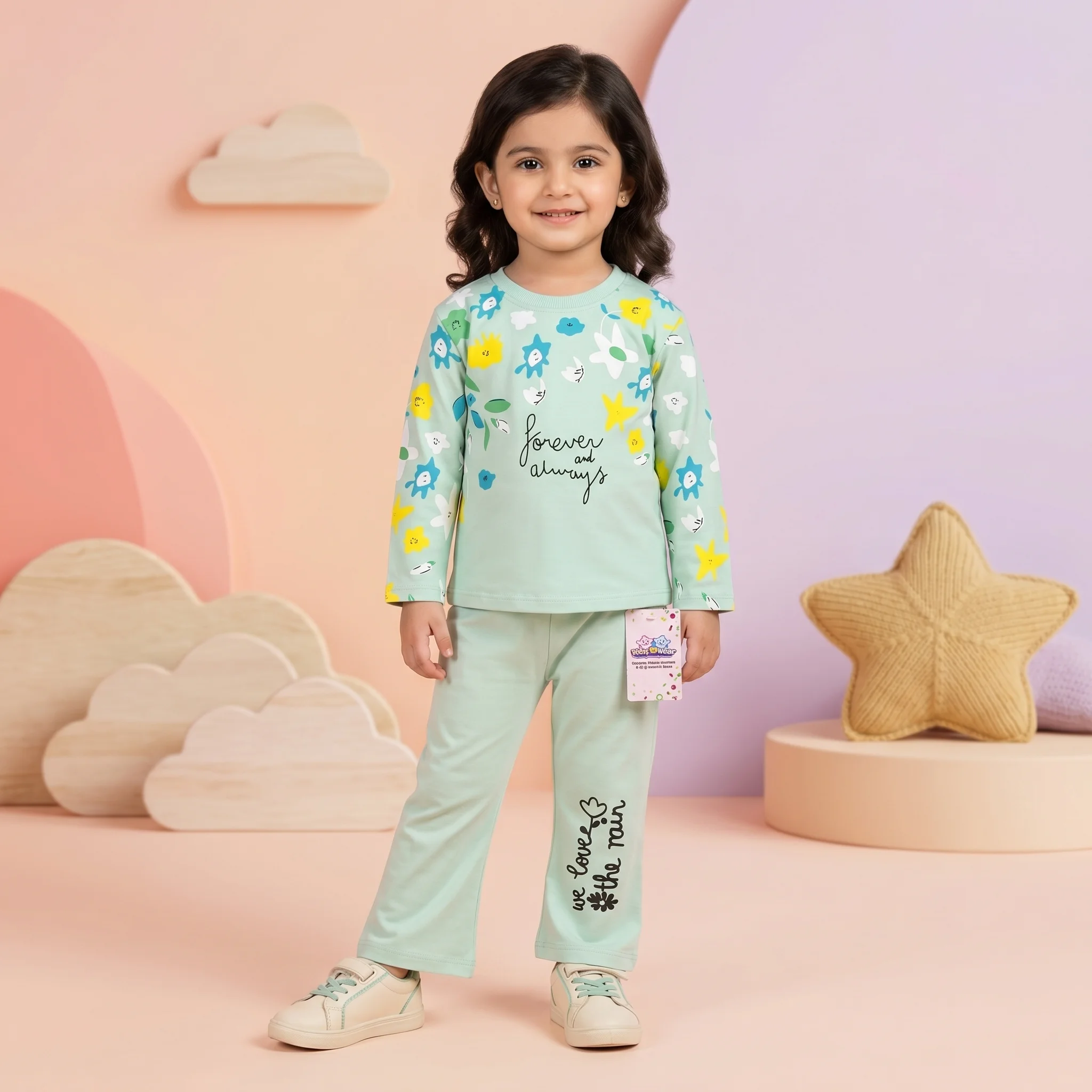 Baby Girls' Floral Print "Forever and Always" Jogger Set – Two-Piece Casual Summer Outfit