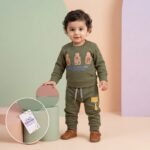 Boys' Sportswear Textured Long Sleeve Sweatshirt and Joggers Set - Olive Green