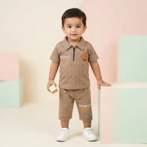 Boys' Mama's Boy Graphic Premium Half-Zip Polo and Shorts Set