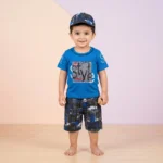 Boys' Style Typography Graphic Tee and Shorts Set - Blue