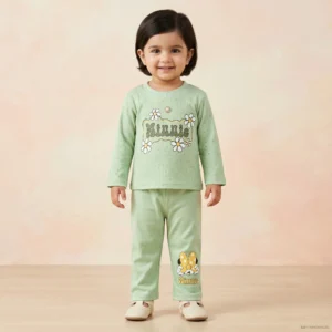 KidsnWear Baby Girls’ Floral Minnie Character Ribbed Lounge Set