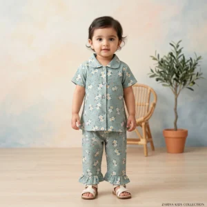 KidsnWear Girls’ Premium Arabic Lawn Floral Printed Boutique Set