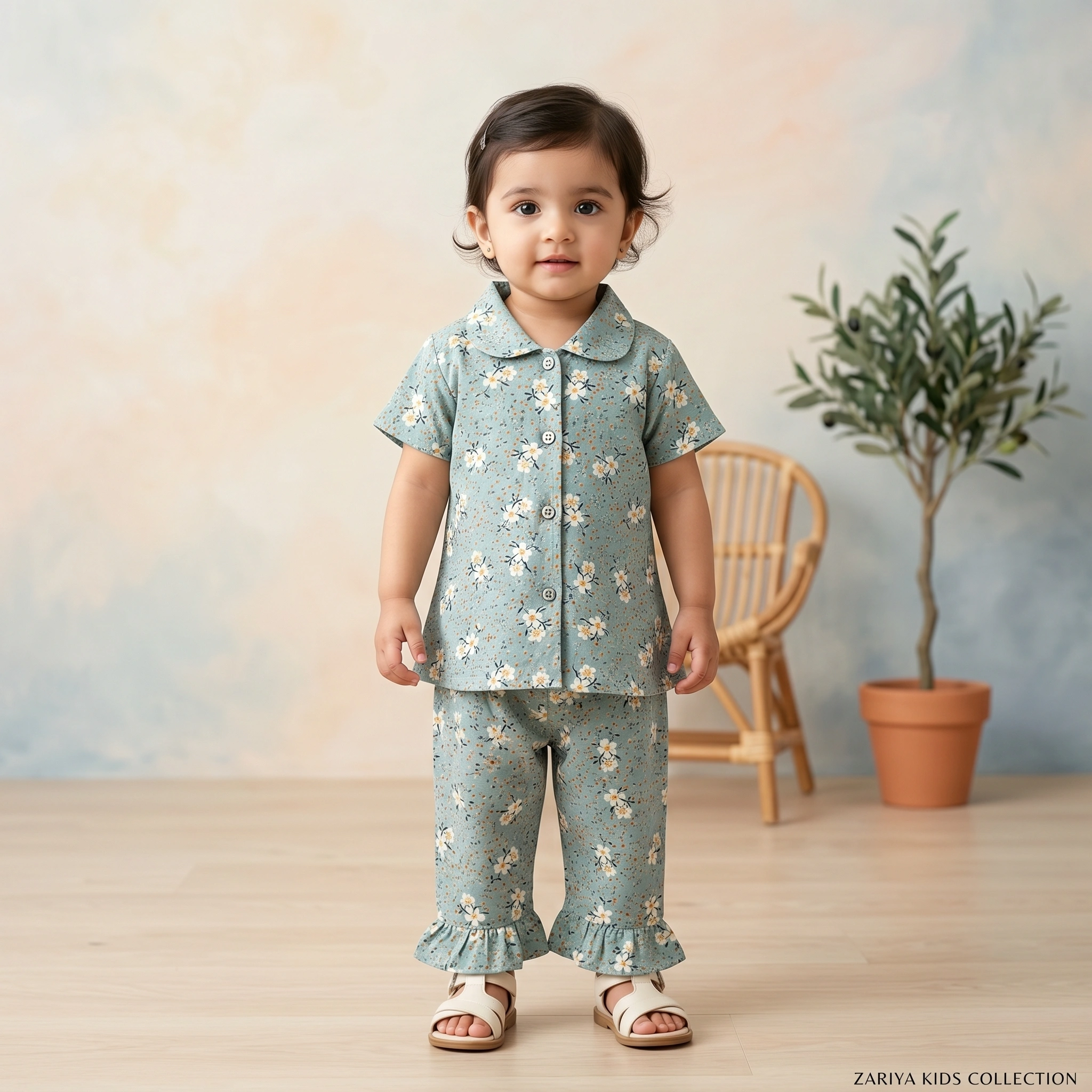 KidsnWear Girls’ Premium Arabic Lawn Floral Printed Boutique Set