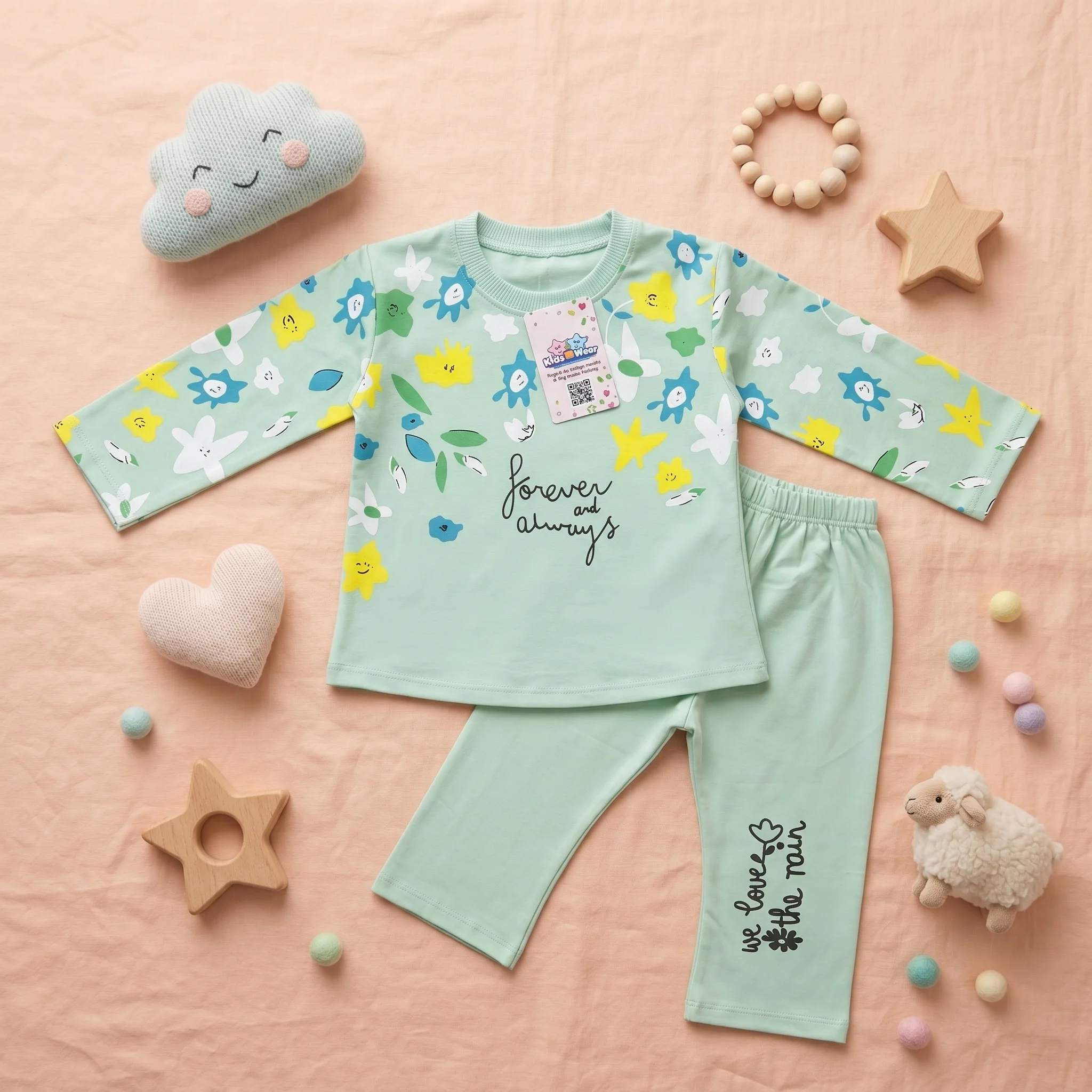 Baby Girls' Floral Print "Forever and Always" Jogger Set – Two-Piece Casual Summer Outfit - Image 2